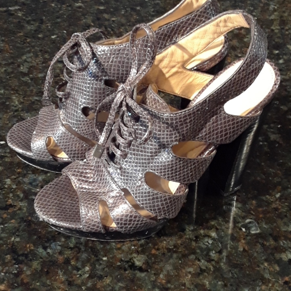 Coach Moreen Python stacked heels sz 8B